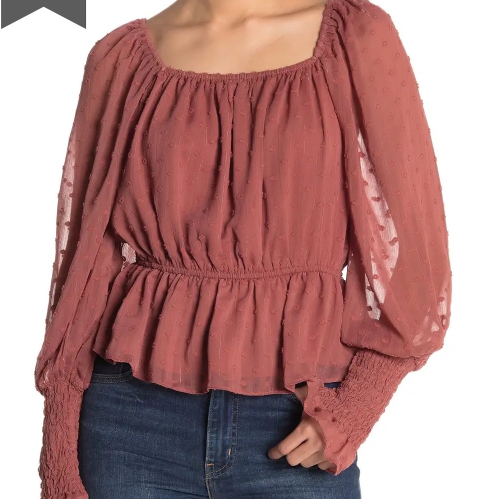 Swiss Dot Balloon Sleeve Top